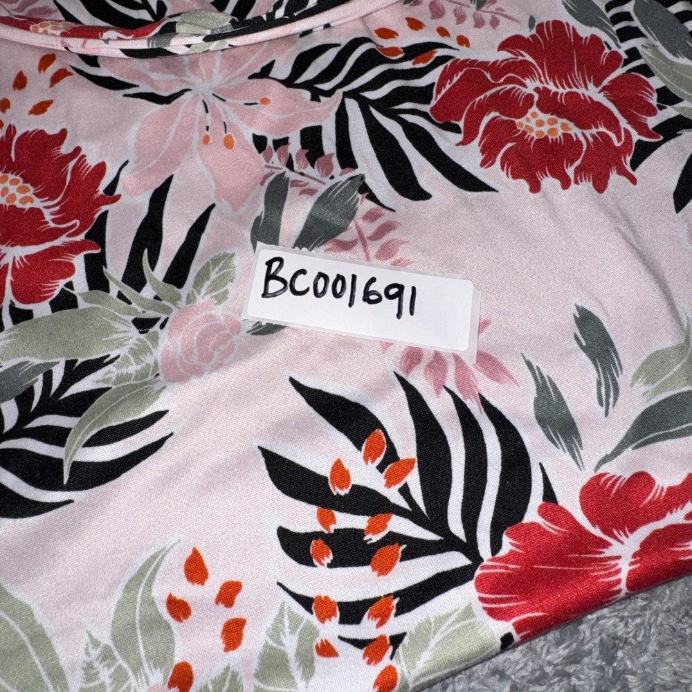 Flora by Flora Nikrooz Pajama Set Large Pink Tropical Floral 3 Piece Tank Shorts - Picture 10 of 10